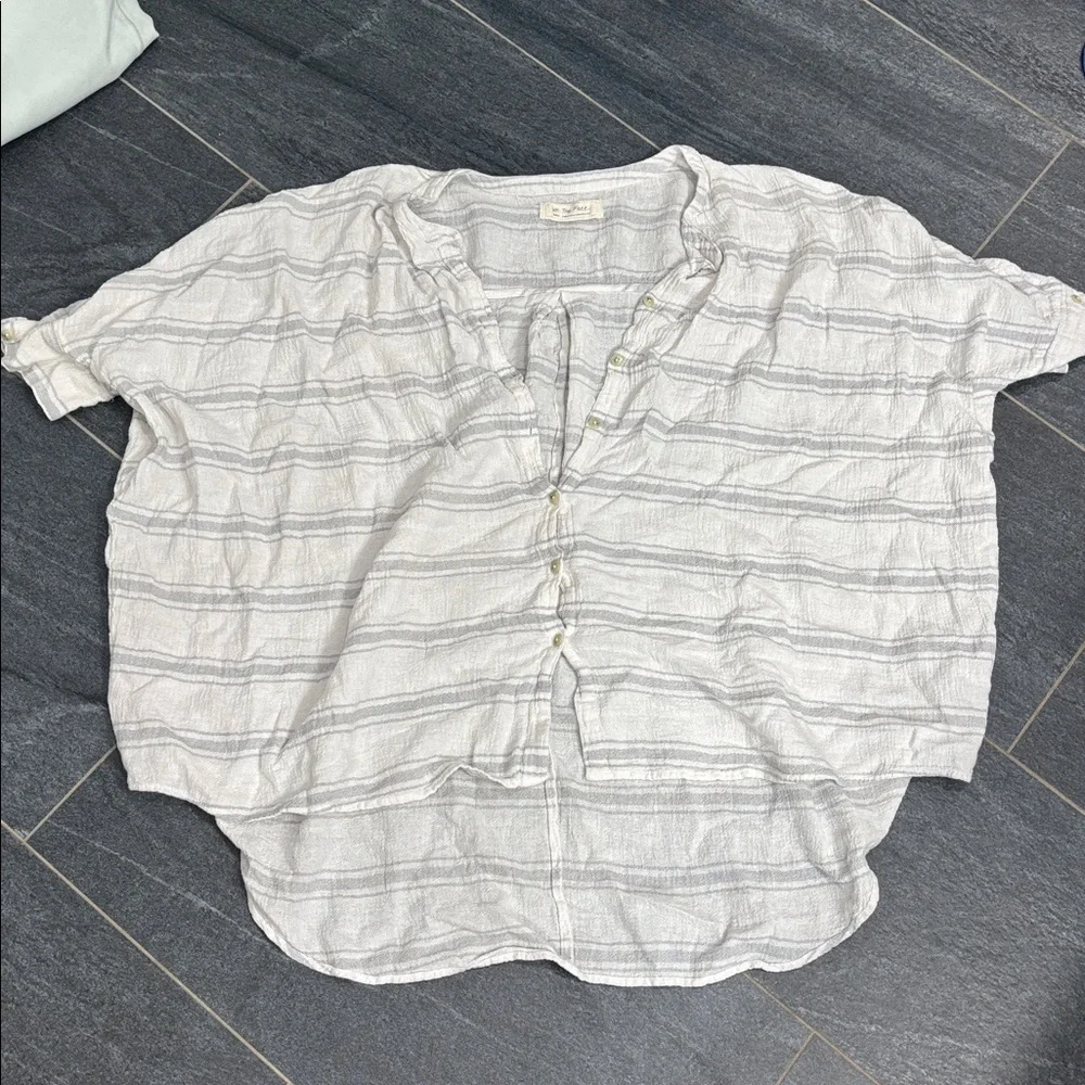 We The Free Light Gray Overiszed Striped button down